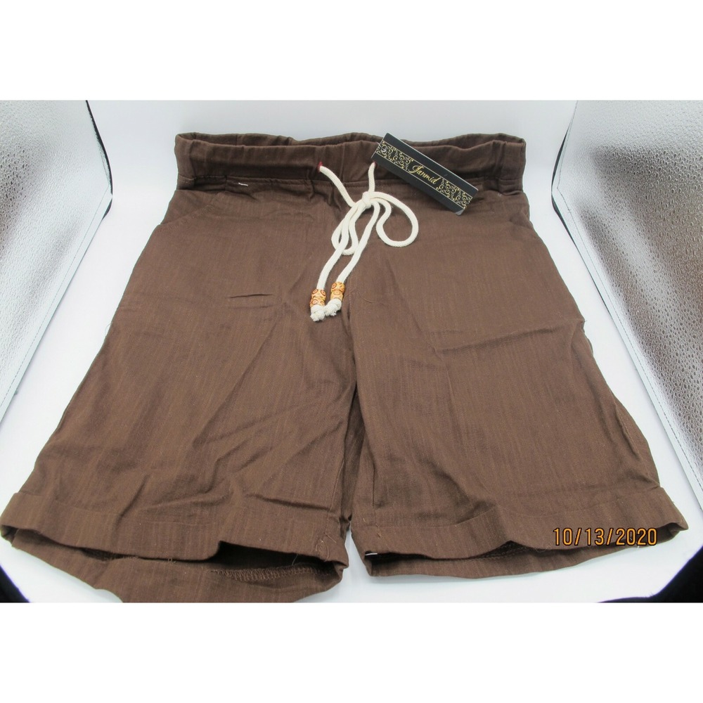 Janmid Men's Linen Casual Classic Fit Short, Coffee, X-Small